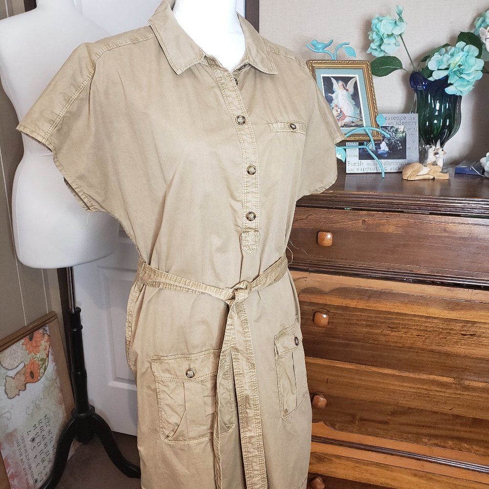 COOL Daughters of the Liberation Tan Khaki Safari Dress womens size M